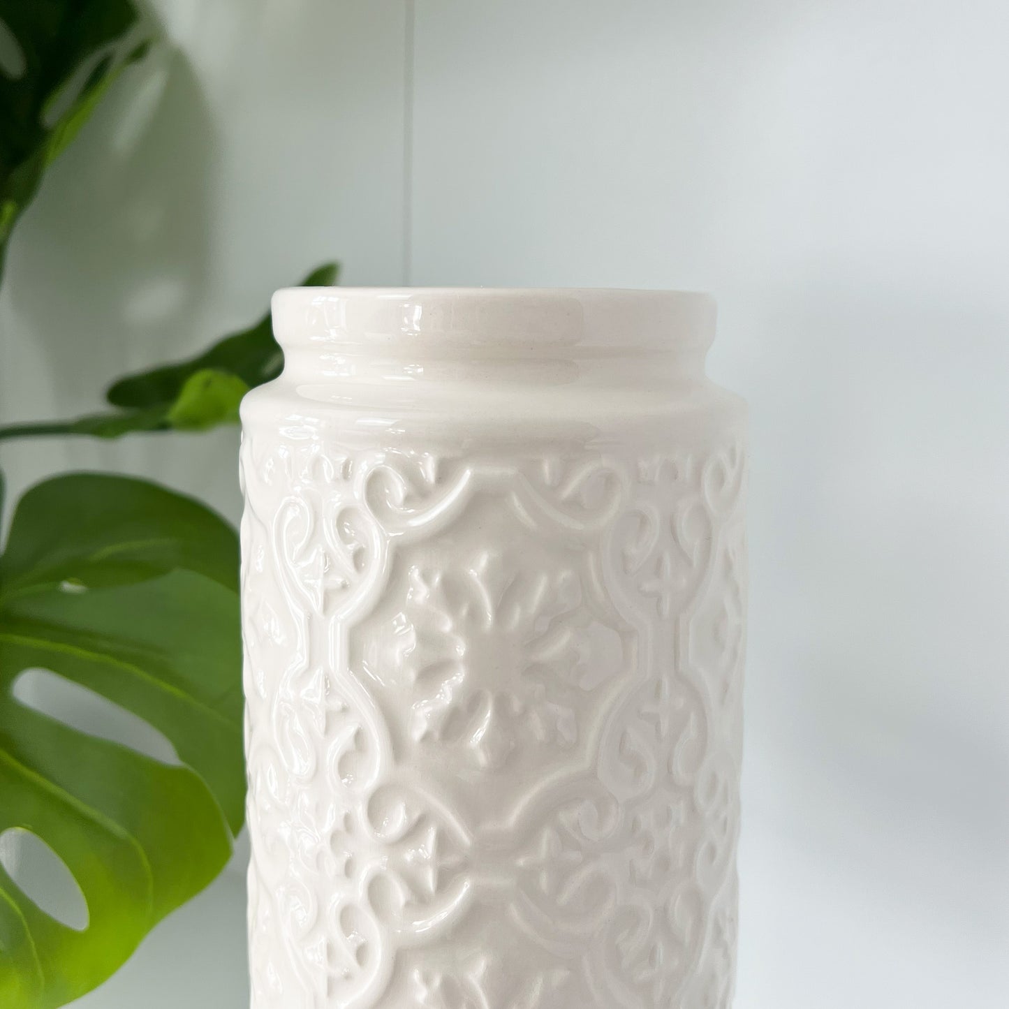 24.5cm Moroccan Tile Pattern Glazed Ceramic Vase