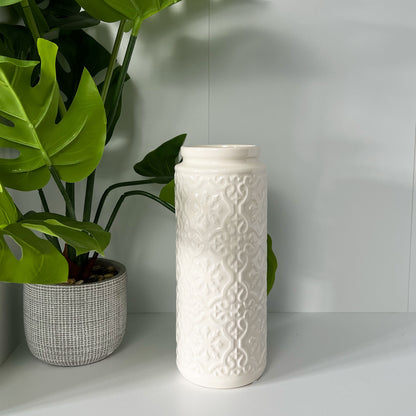 24.5cm Moroccan Tile Pattern Glazed Ceramic Vase