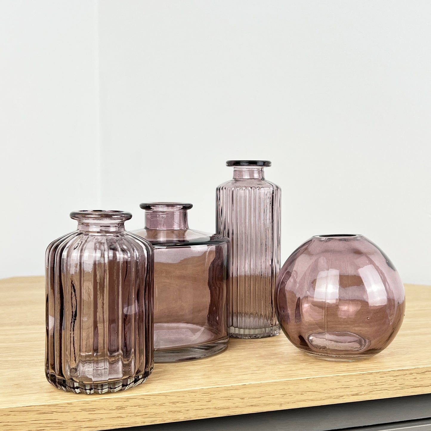Set of 4 Glass Bud Vases - Violet