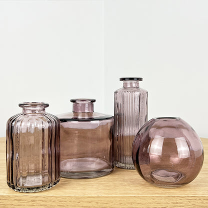 Set of 4 Glass Bud Vases - Violet