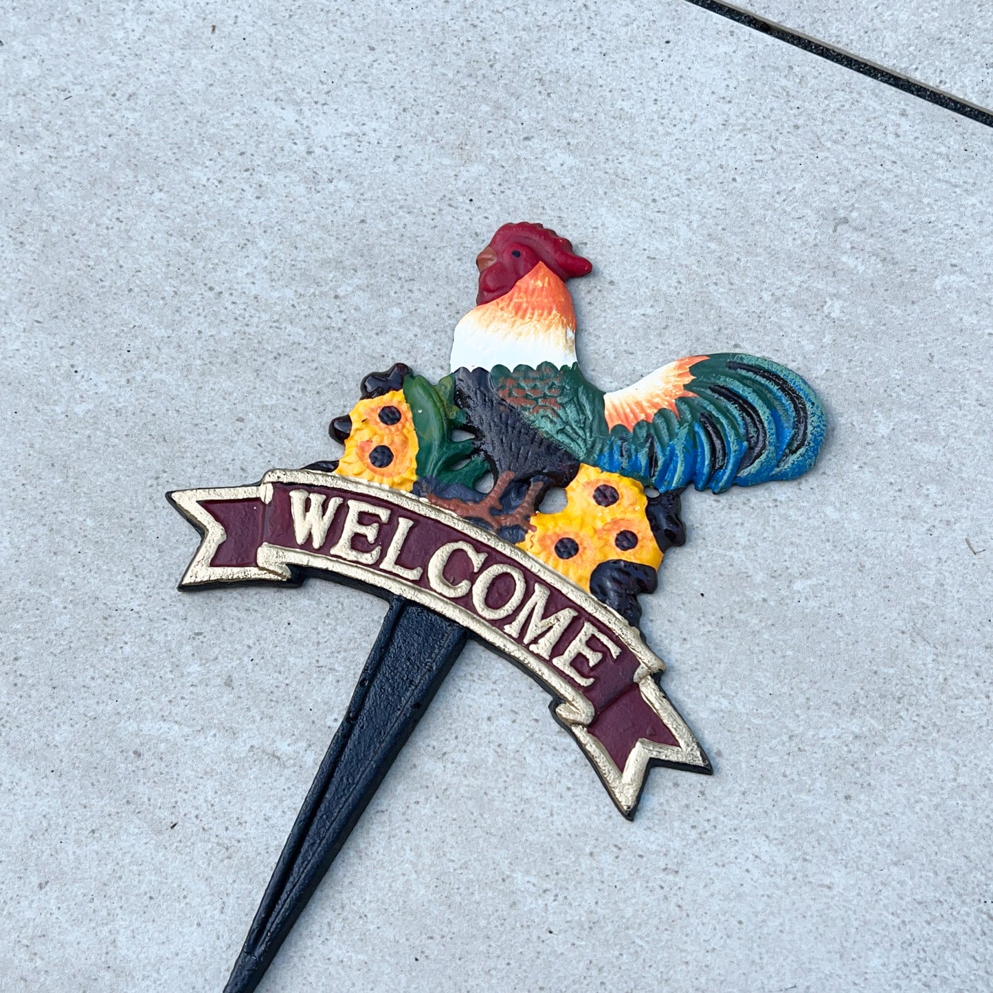 Rooster Welcome Lawn Sign with Stake