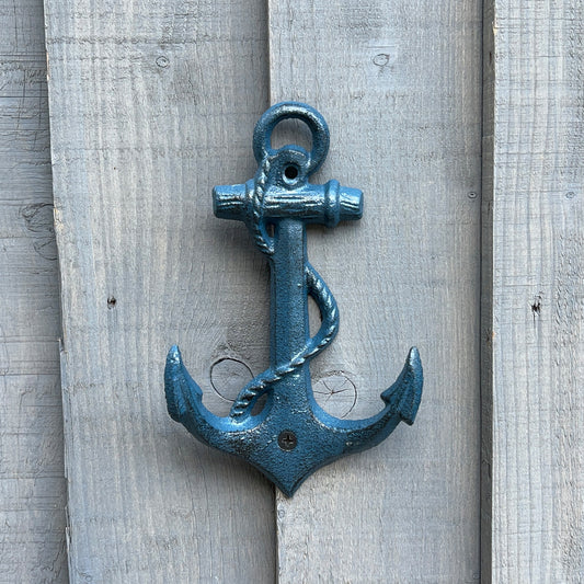 Blue Anchor Wall Hook - Cast Iron
