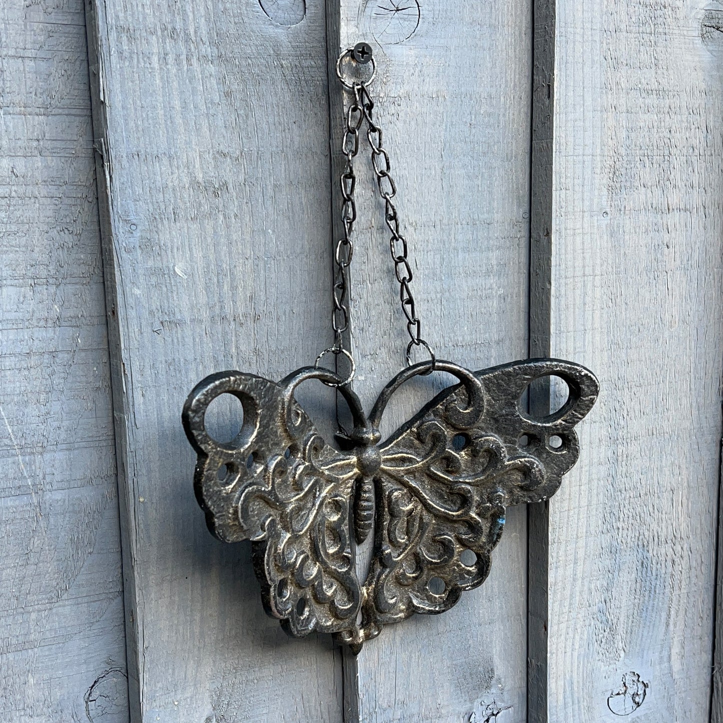 Rustic Hanging Butterfly Decoration - Cast Iron