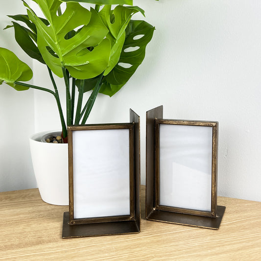 Rustic Metal Photo Frame Bookends