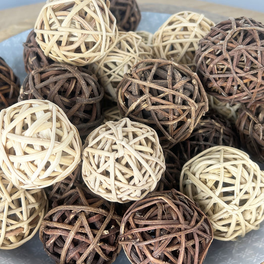 Set of 6 Small Willow Decorative Bowl Filler Balls