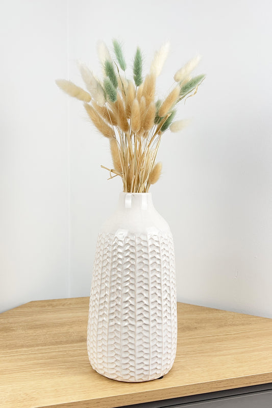 28.5cm Large off White Ceramic Vase