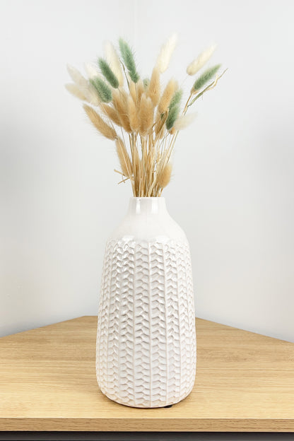 28.5cm Large off White Ceramic Vase