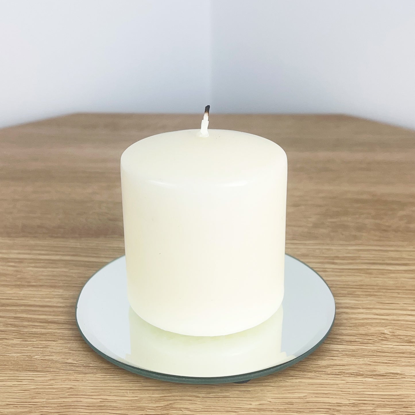 12cm Mirrored Glass Candle Plate