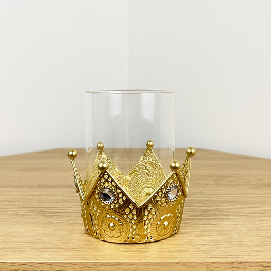 Gold Crown Tea Light Candle Holder