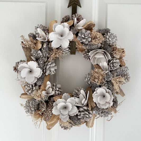 32cm Winter Frosted Wreath