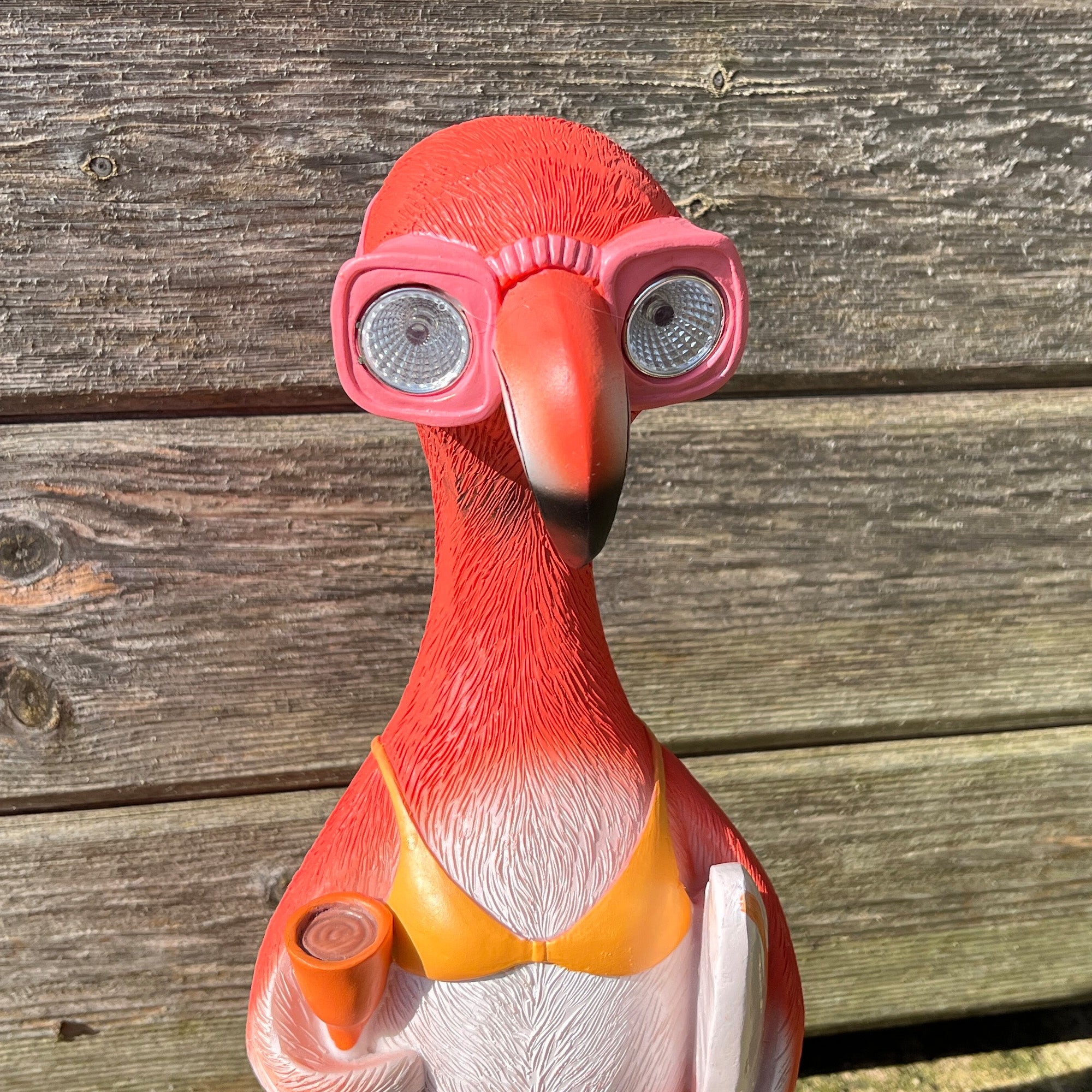 34cm Bikini Flamingo Garden Ornament with Light Up Eyes - Resin