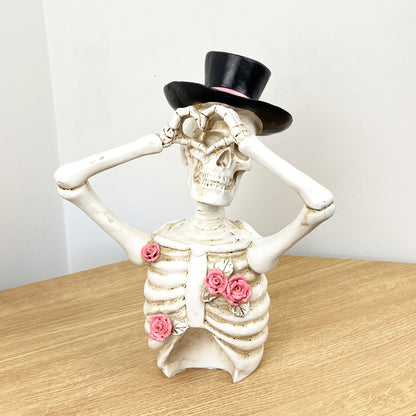 29cm Heart Hands Skeleton Bust - Resin