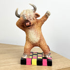 18.5cm Disco Dancing Highland Cow Ornament - Resin