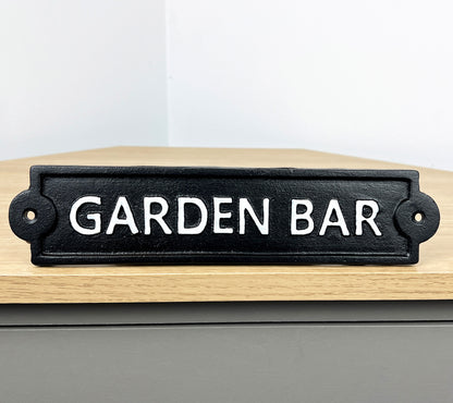 26.5cm 'Garden Bar' Cast Iron Wall Sign / Plaque