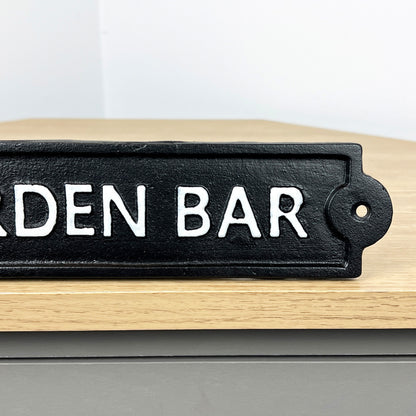 26.5cm 'Garden Bar' Cast Iron Wall Sign / Plaque