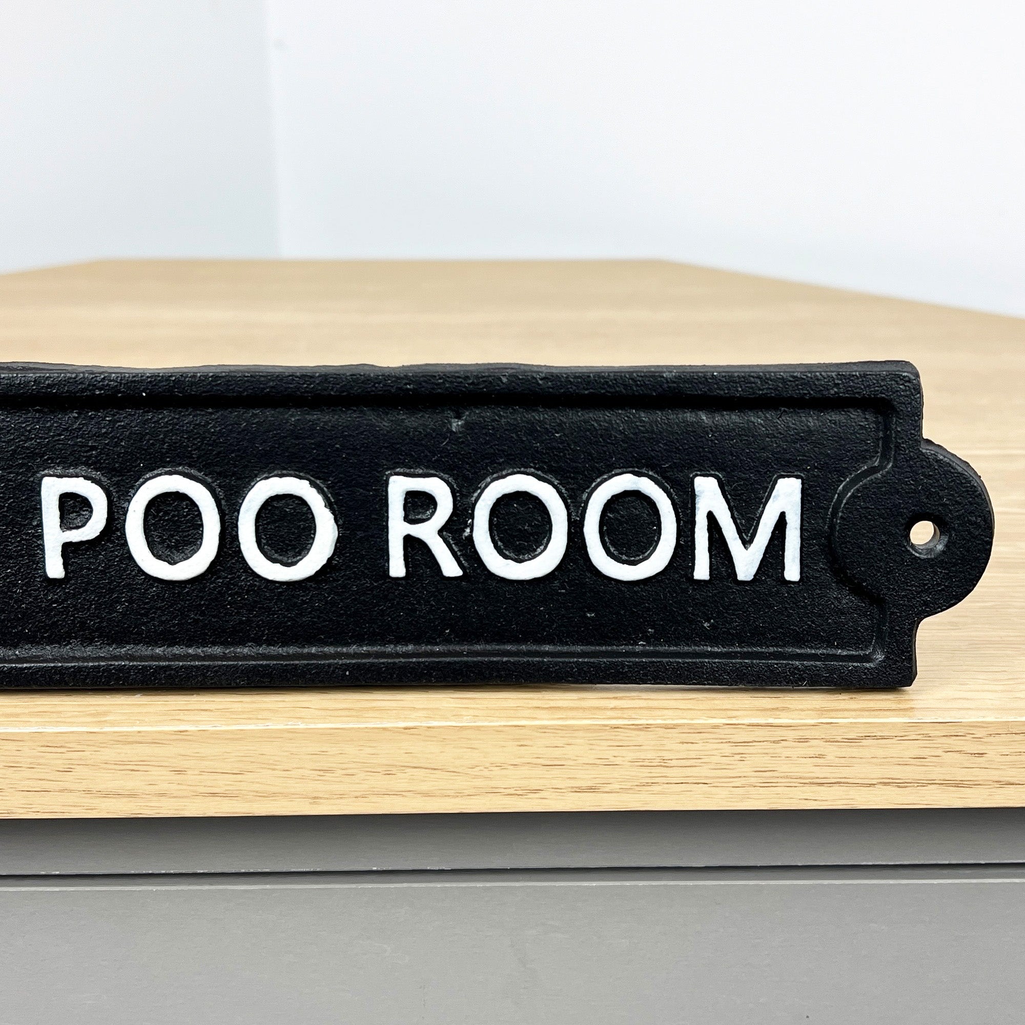 26.5cm 'The Poo Room' Cast Iron Wall Sign / Plaque