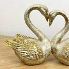 25cm Romantic Love Heart Swans Ornament - Resin
