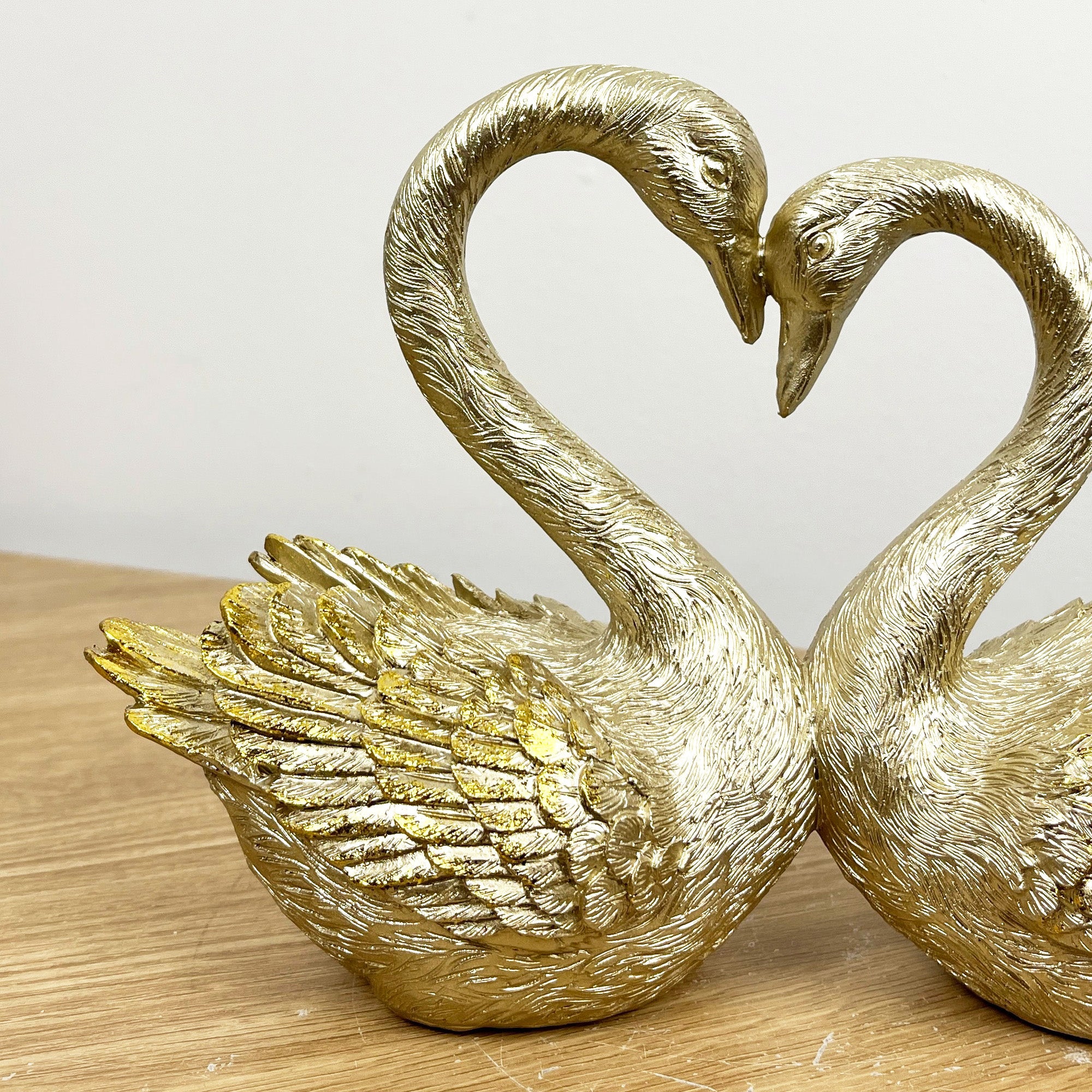 25cm Romantic Love Heart Swans Ornament - Resin