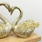 25cm Romantic Love Heart Swans Ornament - Resin