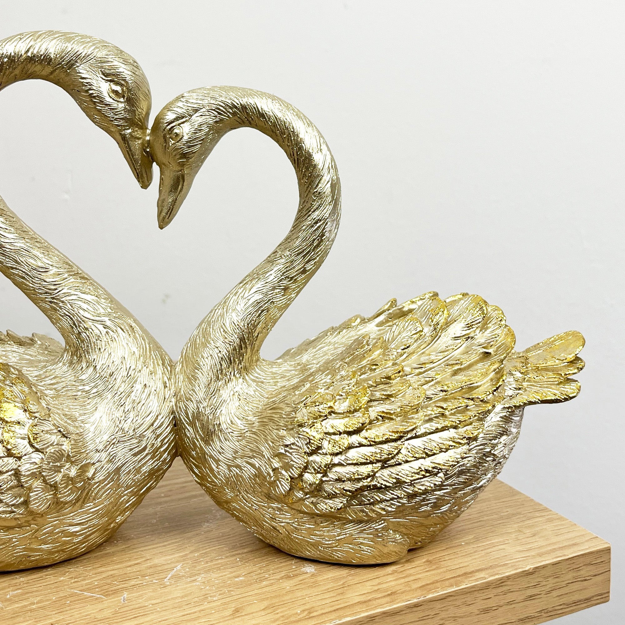 25cm Romantic Love Heart Swans Ornament - Resin
