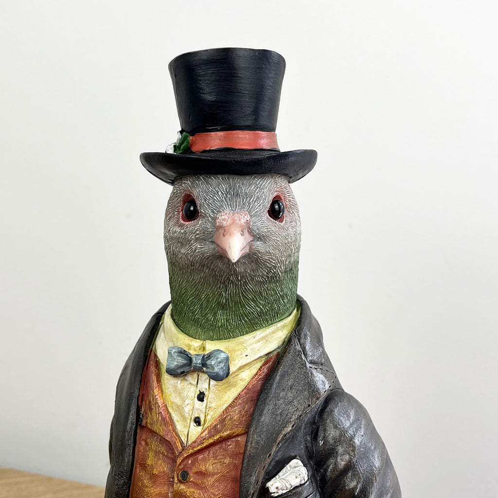 27.5cm Pigeon In a Suit and Top Hat Ornament – Resin