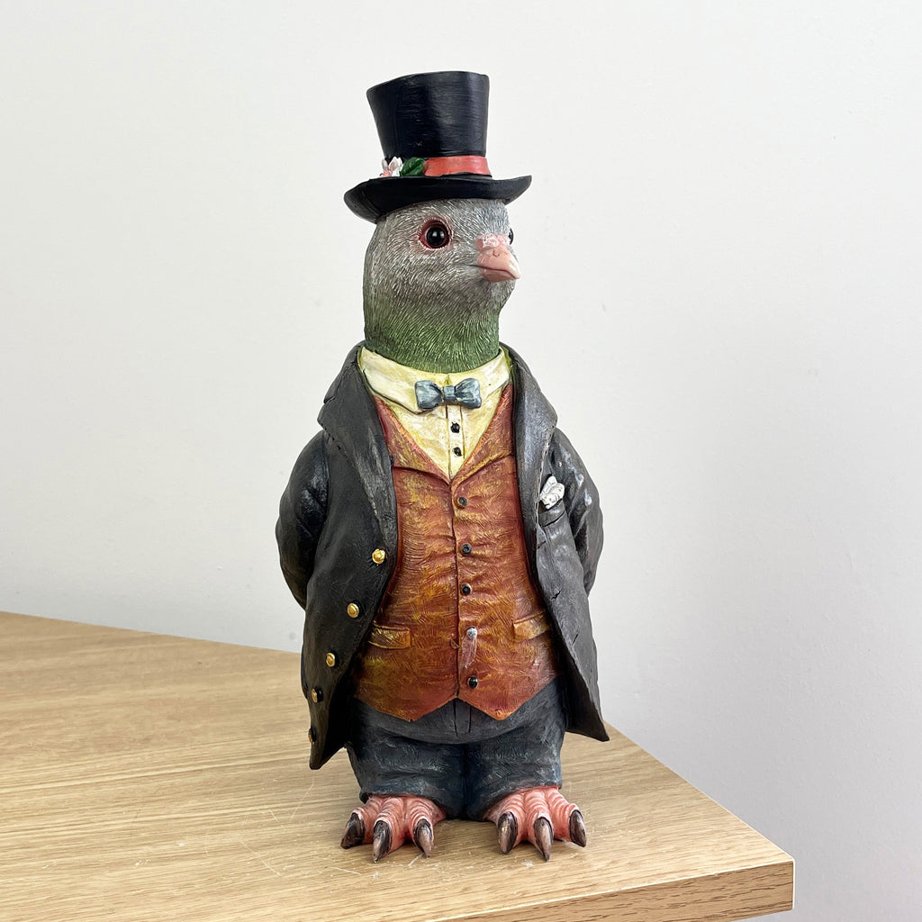 27.5cm Pigeon In a Suit and Top Hat Ornament – Resin