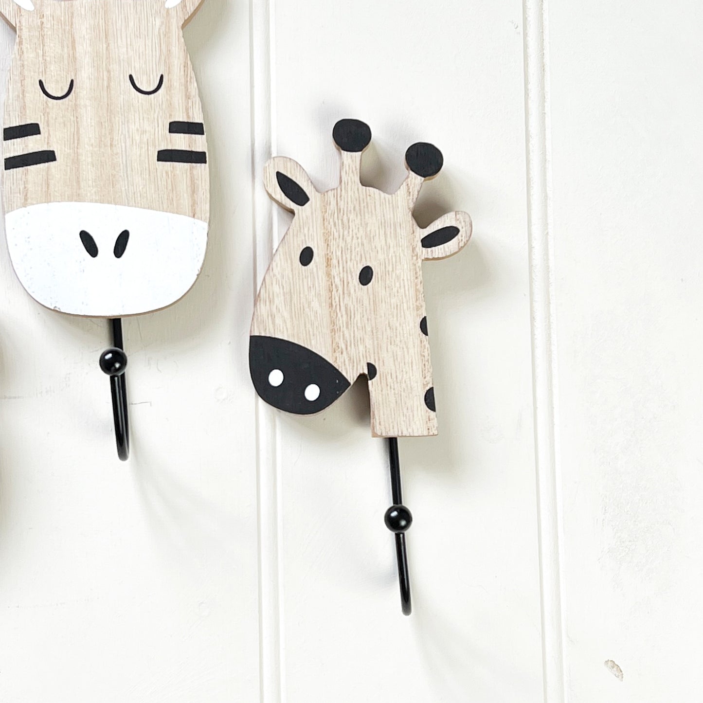 Set of 4 Safari Animal Wall Storage Hooks - Wooden