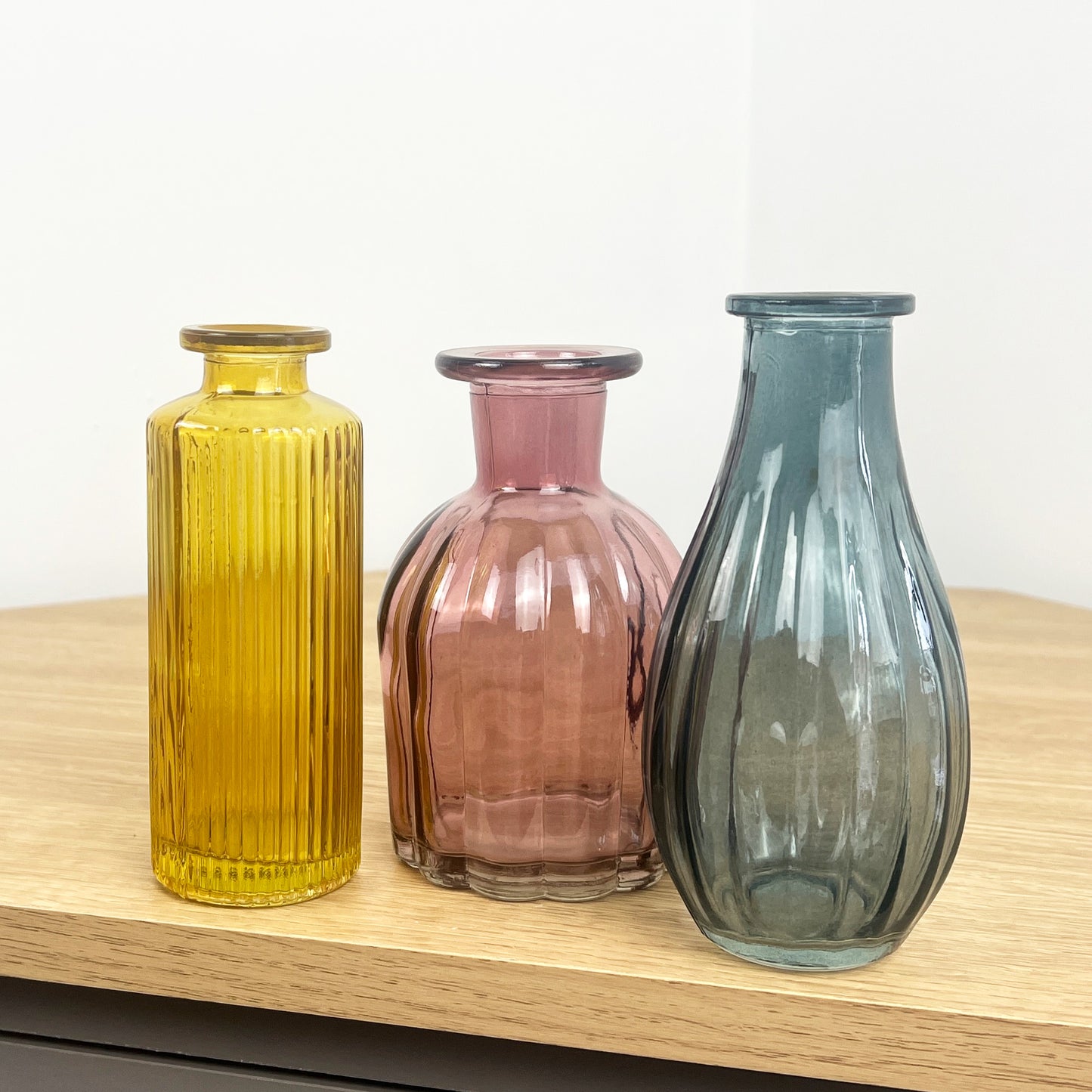 3 Piece Glass Bud Vase Set - Eclectic Mix