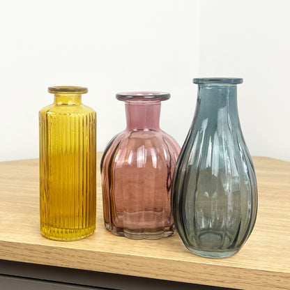 3 Piece Glass Bud Vase Set - Eclectic Mix