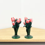 Set of 2 Floral Tulip Candle Holders – Resin
