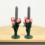 Set of 2 Floral Tulip Candle Holders – Resin