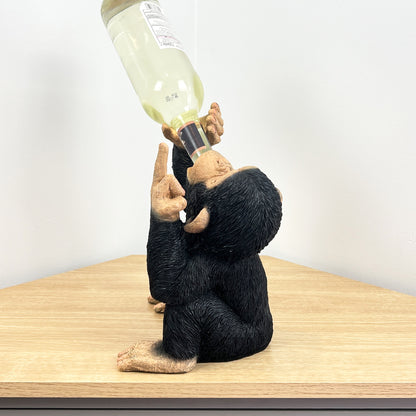 Rude Monkey Wine Bottle Holder - Resin