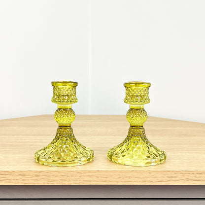 Pair of 4” Candlestick Holders – Bright Green