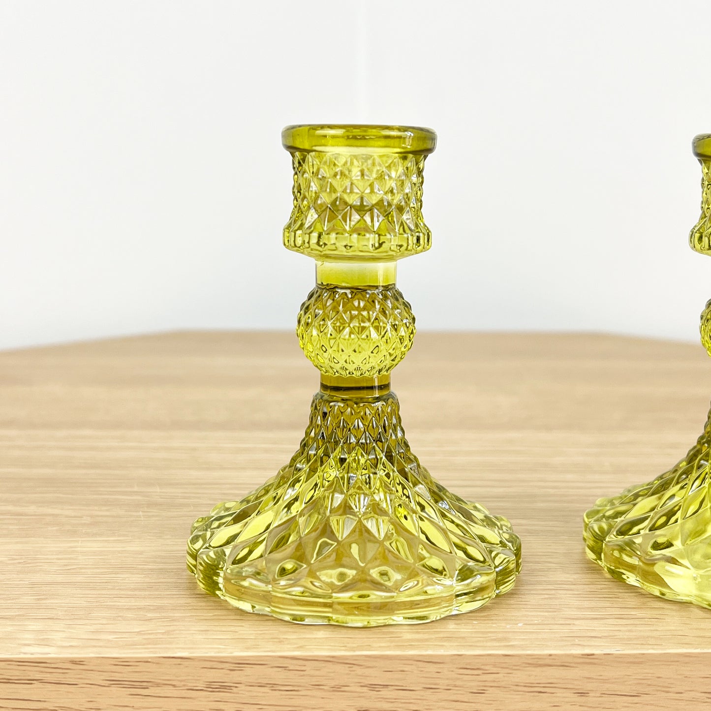 Pair of 4” Candlestick Holders – Bright Green