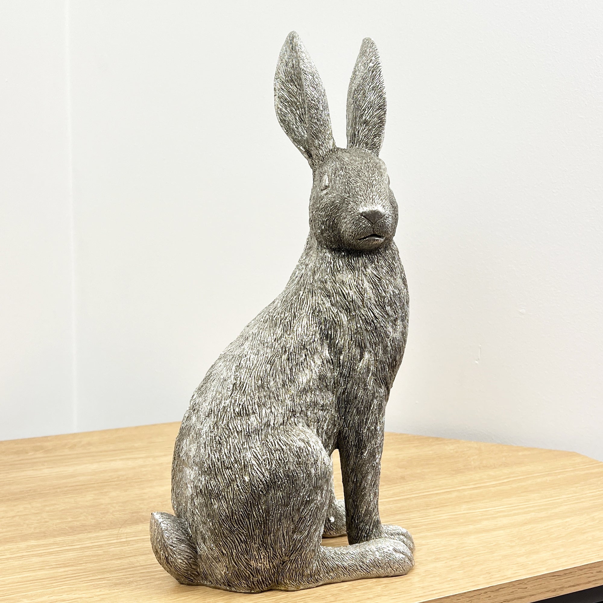 35cm Large Silver Hare Ornament - Resin