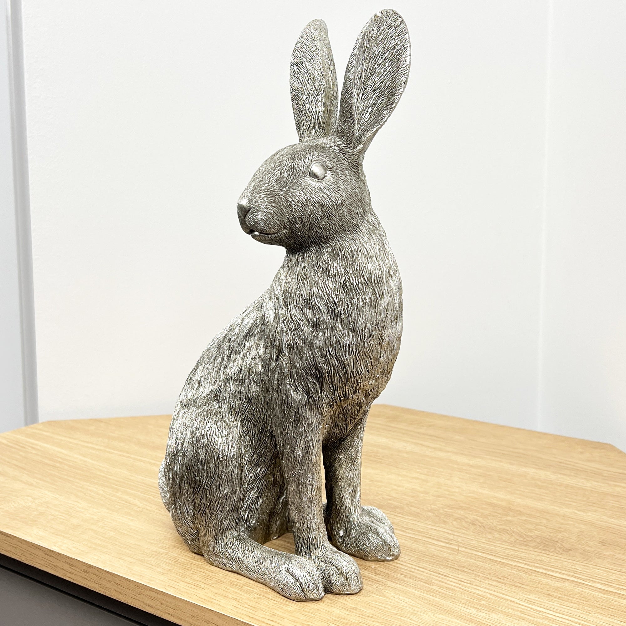 35cm Large Silver Hare Ornament - Resin