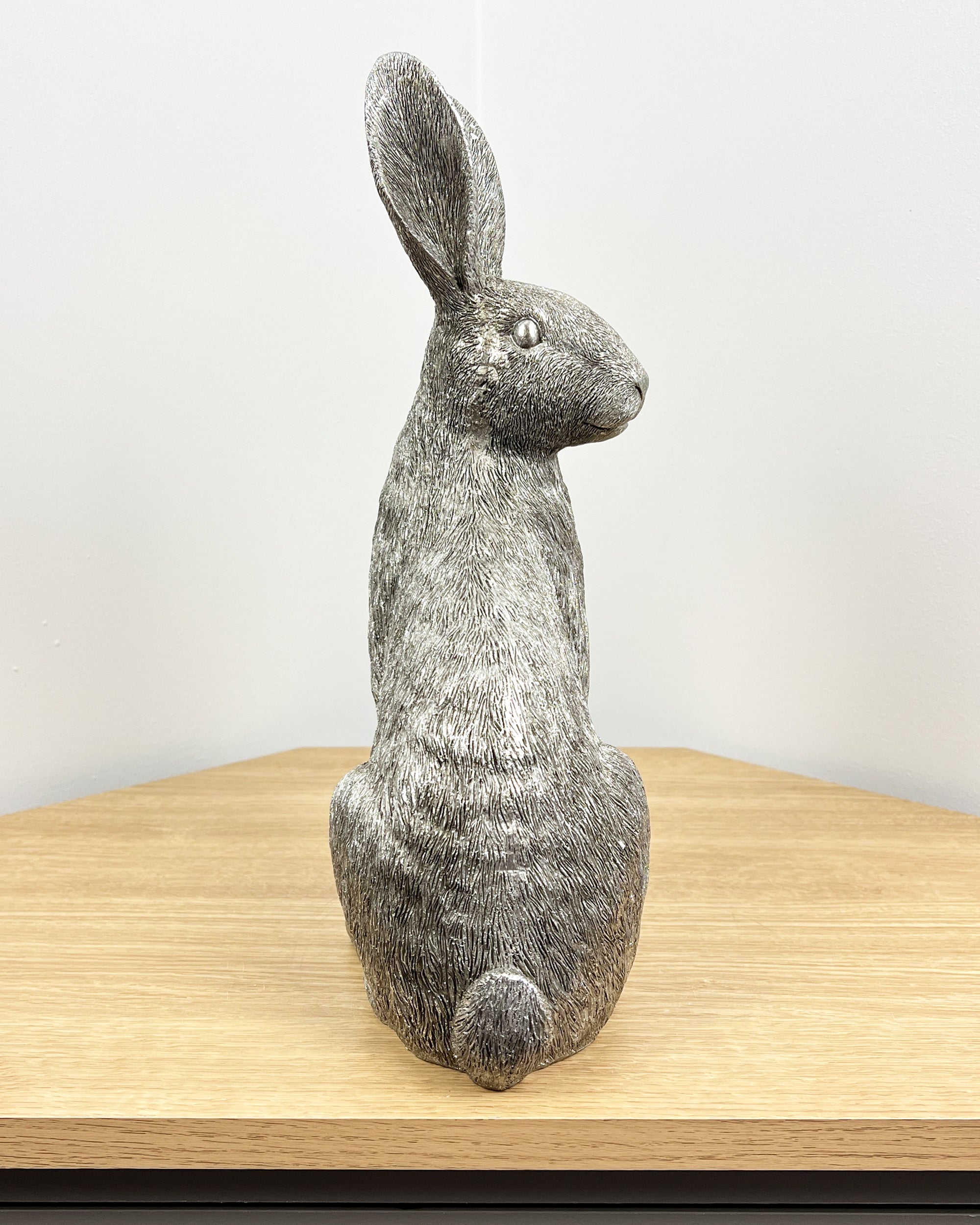35cm Large Silver Hare Ornament - Resin