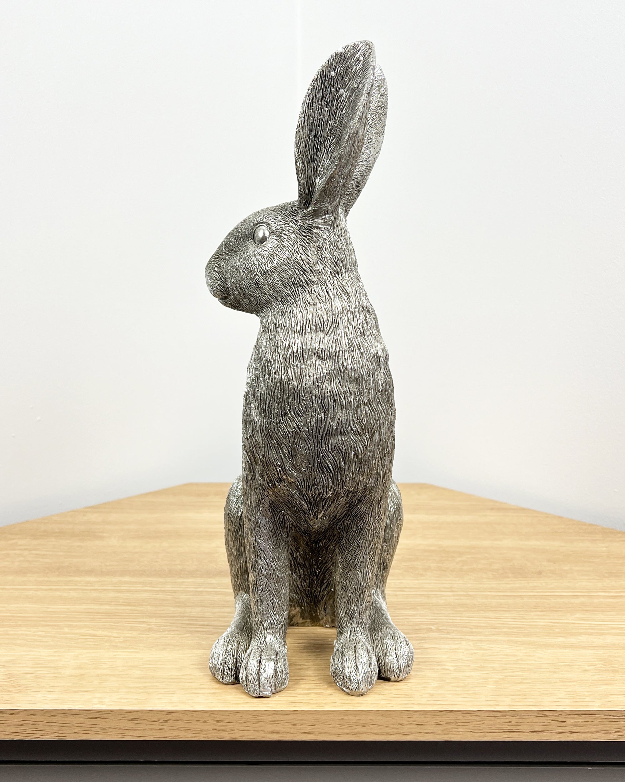 35cm Large Silver Hare Ornament - Resin
