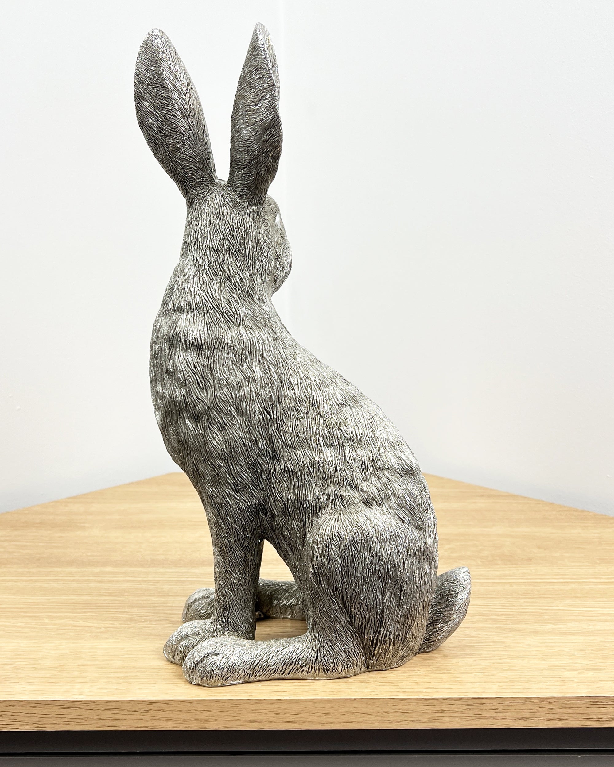 35cm Large Silver Hare Ornament - Resin