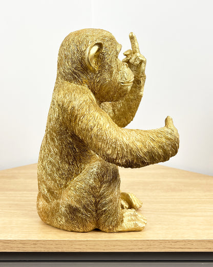 Rude 'Up Yours' Monkey Wine Bottle Holder - Gold