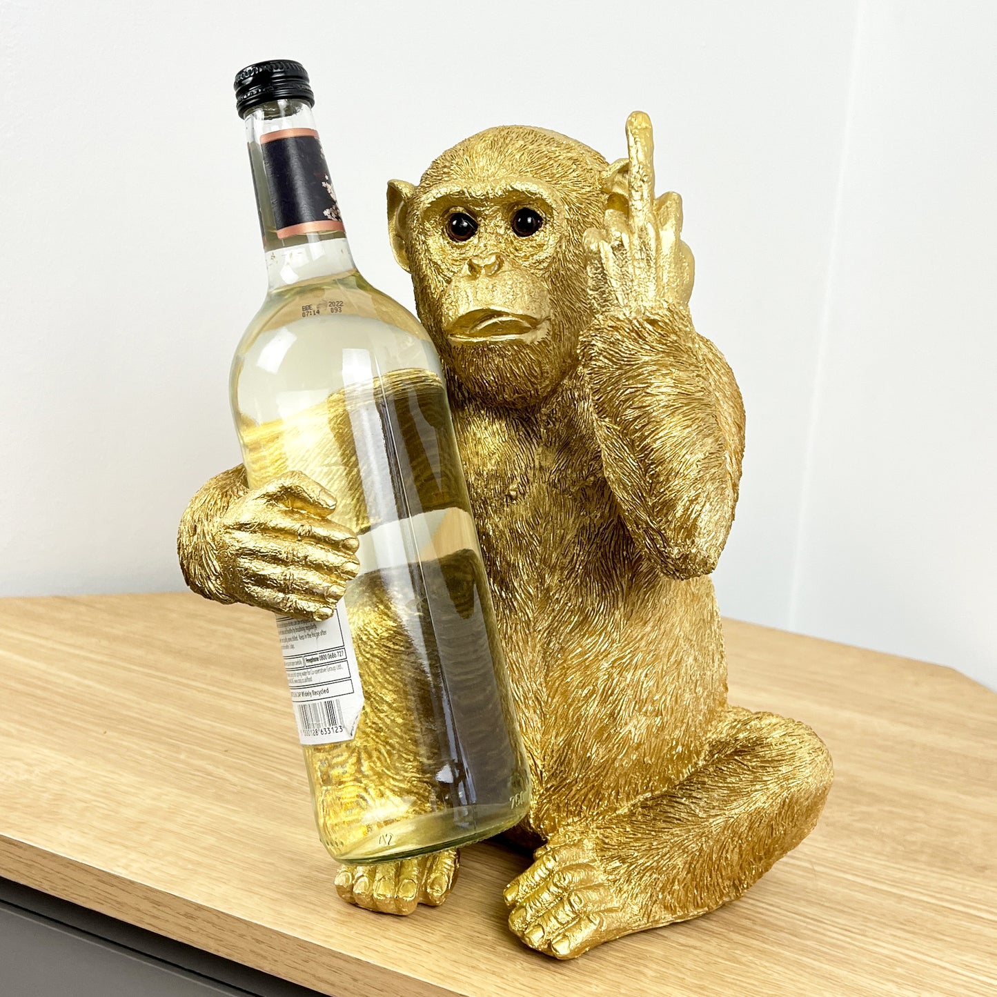 Rude 'Up Yours' Monkey Wine Bottle Holder - Gold