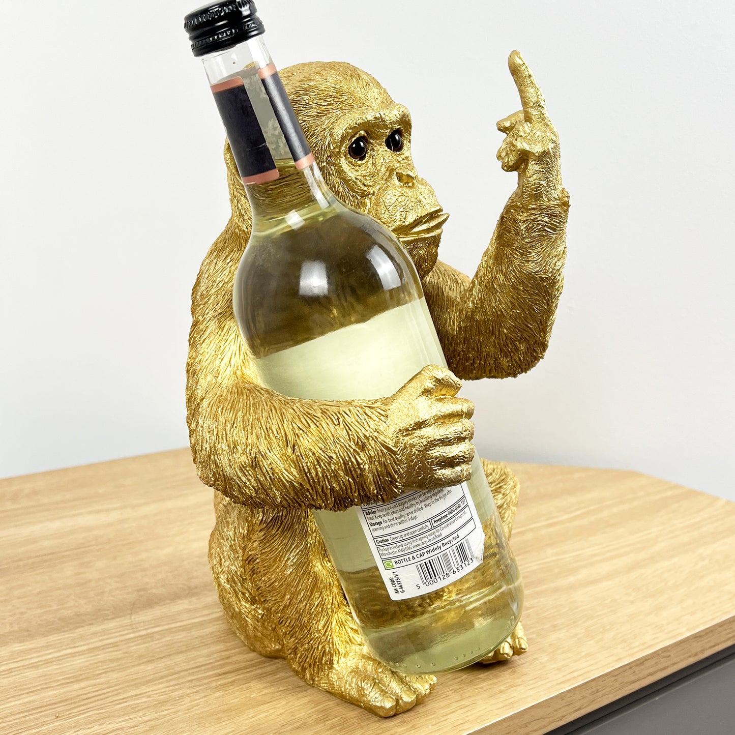 Rude 'Up Yours' Monkey Wine Bottle Holder - Gold