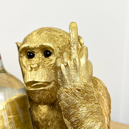 Rude 'Up Yours' Monkey Wine Bottle Holder - Gold