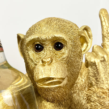 Rude 'Up Yours' Monkey Wine Bottle Holder - Gold