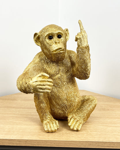 Rude 'Up Yours' Monkey Wine Bottle Holder - Gold