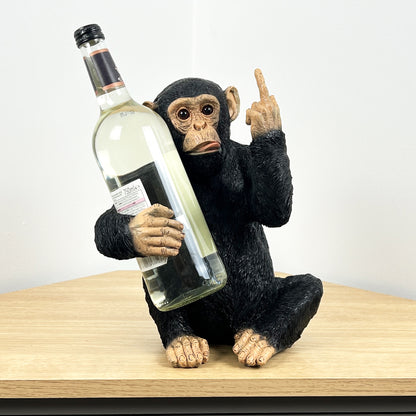 Rude 'Up Yours' Monkey Wine Bottle Holder - Resin