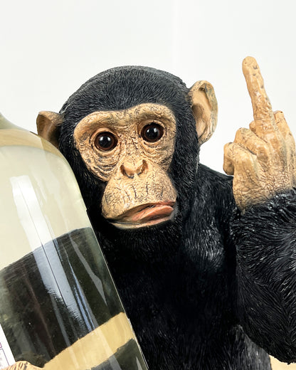 Rude 'Up Yours' Monkey Wine Bottle Holder - Resin