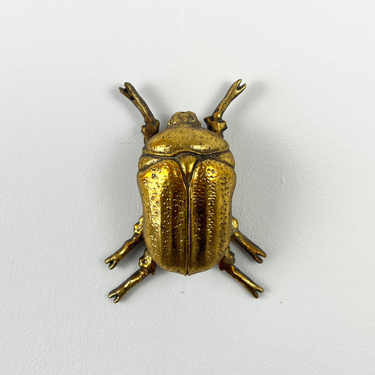 12cm Scarab Stag Beetle Wall Art Decoration - Gold