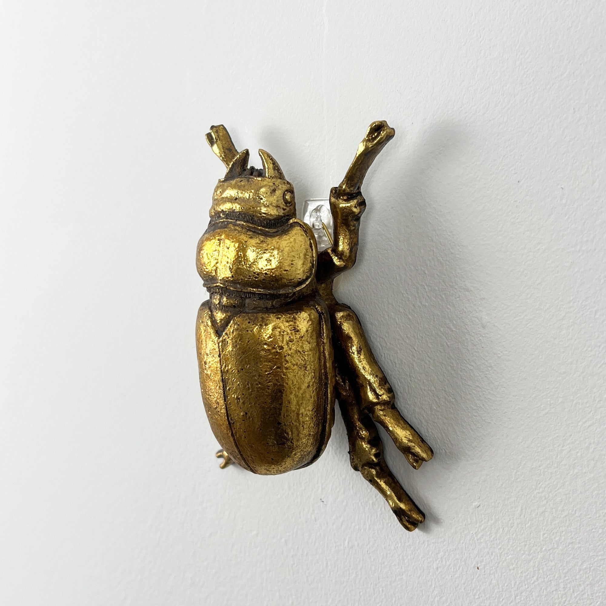12cm Lady Stag Beetle Wall Art Decoration - Gold