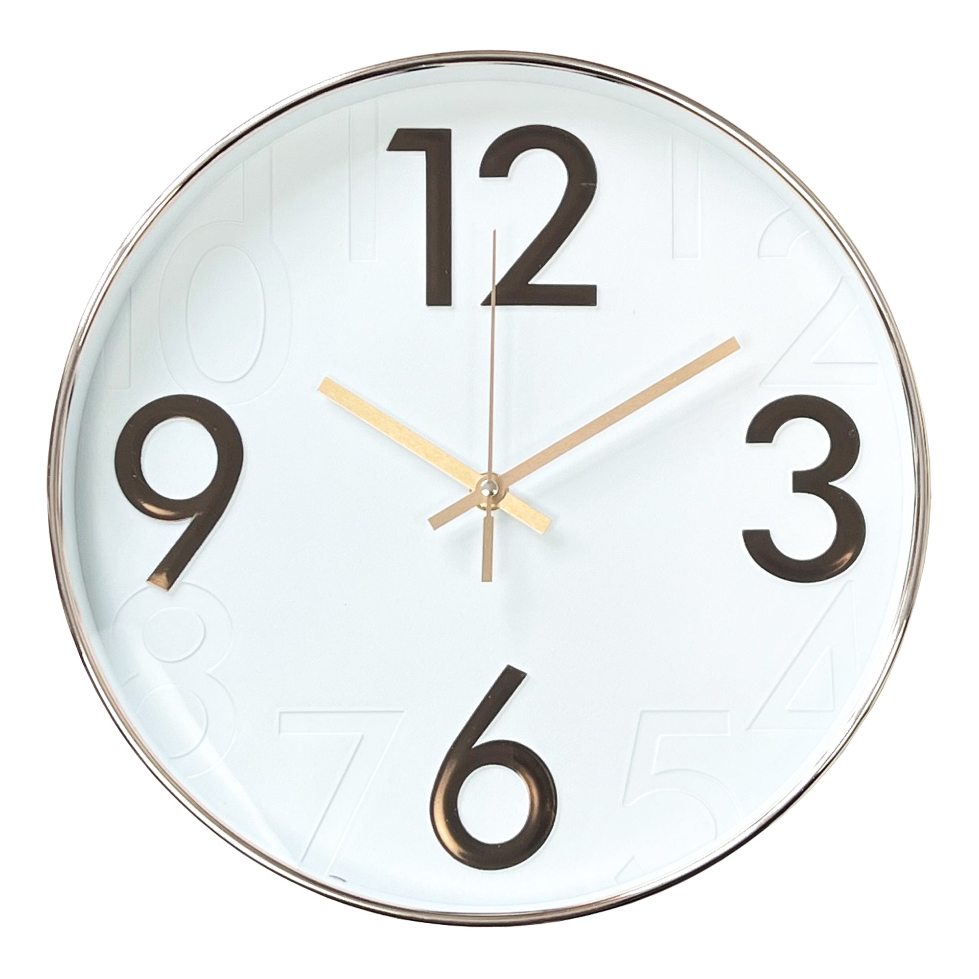 30cm Round Wall Clock - White / Rose Gold